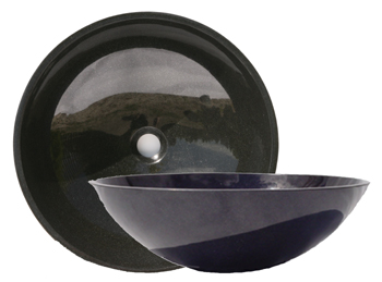 Round black granite hand basin