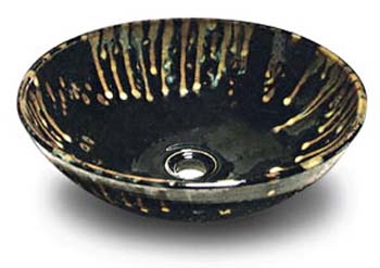 Black and gold ceramic basin