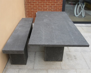 granite table and bench for the patio